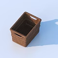 Two Brown Woven Storage Baskets with Handles for Home Organizing and Daily Use