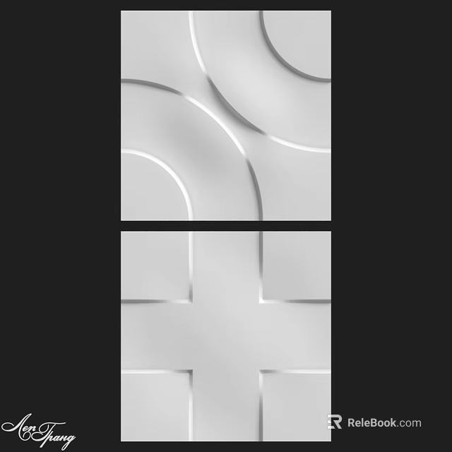 Contemporary White Wall Design With Curved Lines And Geometric Patterns 3d model 