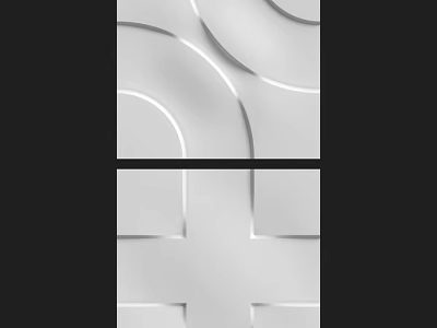 Contemporary White Wall Design With Curved Lines And Geometric Patterns 3d model