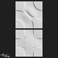 Contemporary White Wall Design With Curved Lines And Geometric Patterns