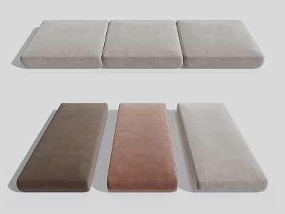 Soft Velvet Seat Cushions In Light Gray Brown And Pink For Home Living Room Decor 3d model