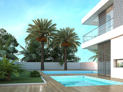 Modern Courtyard Villa 3d model