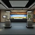 Cultural Center Exhibition Hall With Glass Display Cases Ancient Relics And Wall Exhibits
