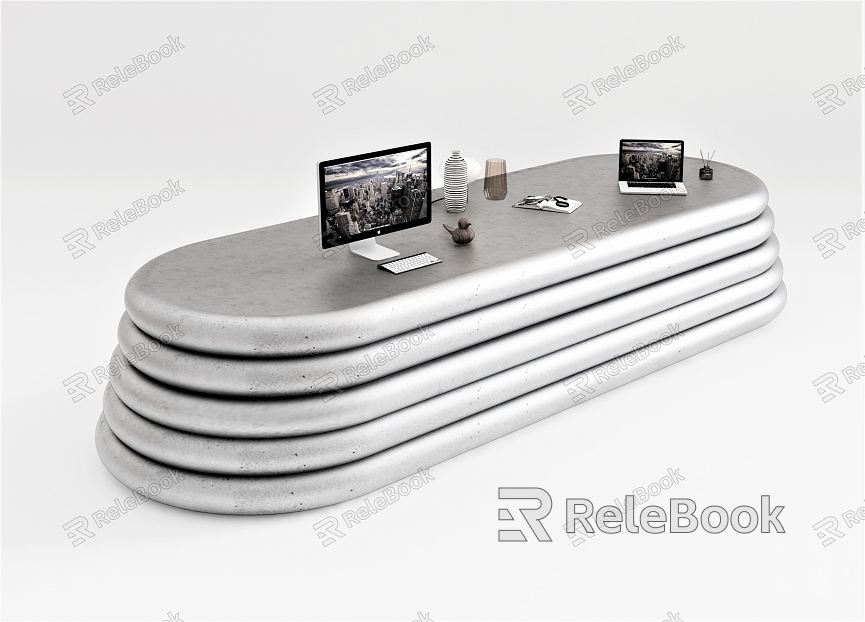 Modern Reception Desk Front Desk Bar Desk Workbench Computer Ornaments Notebook High Table model