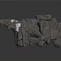 Cave Interior With Rocky Walls Sandy Ground Driftwood Branches And Animal Hide