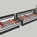 Commercial Refrigerated Display Cases with Various Fresh Meat Products in Retail Store