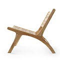 Modern Minimalist Leisure Chair Featuring Wooden Frame And Woven Seat Backrest