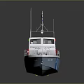 White Yacht With Blue Stripe And Navigation Gear On Deck 3d model