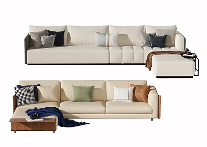 Modern corner sofa coffee table combination 3d model