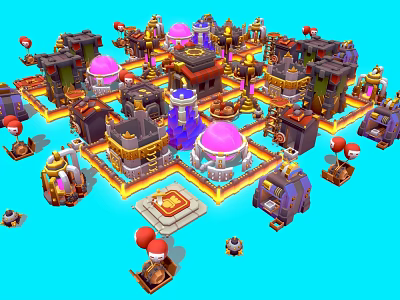 Vibrant Cartoon Village Scene With Colorful Buildings Round Domes And Paths 3d model