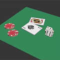 Green Poker Table Setup With Pink Chips Cards And White Dice