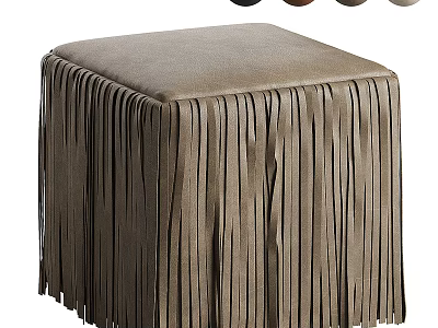 Brown Accent Chair With Fringe Design Upholstered In Soft Fabric And Long Tassels 3d model