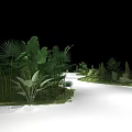 DEX Design Exhibition Stand With White Backdrop And Green Plants Pathway 3d model