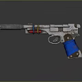 Vintage Pistol Weapon Featuring Silver Barrel Blue Grip And Colored Rings Design