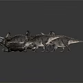 Realistic 3D Triceratops Character Models With Gray Background And Smoke Effects