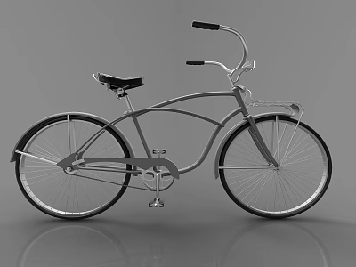 Vintage Classic Bicycle Design With Silver Frame Black Seat And Chrome Wheels 3d model