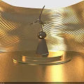 Silver Gymnast Trophy With Sphere Top And Triangular Base On Golden Platform