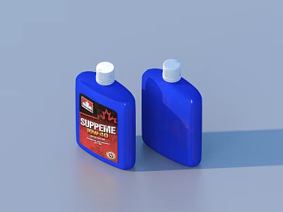 Blue Supreme Motor Oil Bottles With White Caps For Vehicle Maintenance 3d model