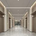 Elegant Modern Office Lobby Reception With Marble Floor And Large Floor To Ceiling Windows