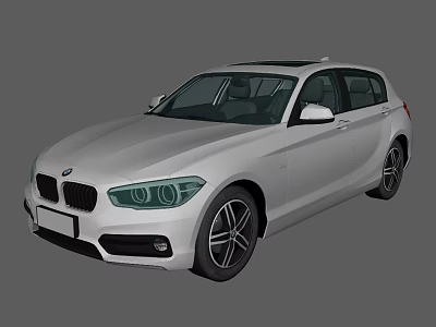 White BMW Hatchback Car With Sleek Exterior And Black Alloy Wheels 3d model