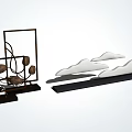 Modern Decorative Ornament Set With Geometric Frames And Cloud Shaped Accents 3d model