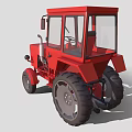 Red Agricultural Tractor With Enclosed Cab And Large Wheels For Farming Use