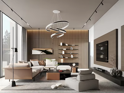 Modern Light Luxury Living Room 3d model