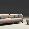 Modern Light Colored Sectional Sofa With Decorative Pillows And Metal Legs 3d model
