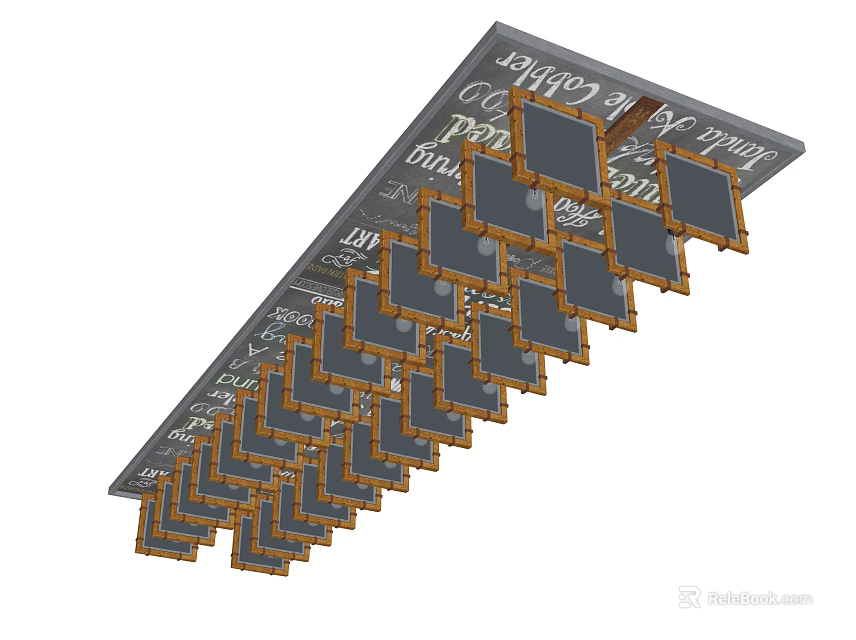 Modern Suspended Ceiling Design With Grid Panels And Metal Frames 3d model