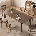 Simple Modern Dining Table Set With Wooden Chairs Vase And Cabinet In Bright Dining Area