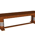 Classic Wooden Long Dining Table With Striped Legs And Sturdy Structure