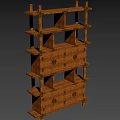 Rustic Wooden Bookshelf With Multiple Storage Shelves And Varied Compartment Design