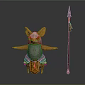 Fantasy Armored Rodent Like Creature With Spear And Warrior Attire