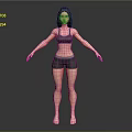 Game Movie Character Female with Sportswear Tank Top and Shorts Standing Pose
