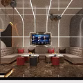 KTV Luxury Interior With Comfortable Sofa Large TV Screen And Modern Lighting 3d model