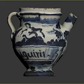 Traditional Blue And White Ceramic Teapot With Landscape Floral Motifs Handle Spout And Base