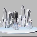 Exhibition Setup With Mannequin In Black Jacket And White Transparent Crystal Decorations On Round Base