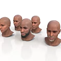 Multiple Male Head Models With Bald Heads And Diverse Facial Features