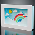 3D Wall Decor With White Frame Colorful Rainbow Sun And Clouds Design 3d model