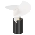 Modern White Leaf Shaped Table Lamp with Black Cylindrical Base and Warm Light 3d model