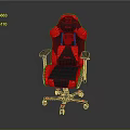 Ergonomic Gaming Chair with Black Red Patterned Design Armrests and Wheeled Base