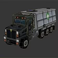 White Gray Truck With Blue Lights On Top Front T Logo And Green Recycling Symbol