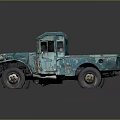 Rusty Teal Old Functional Truck Featuring Worn Body And Paint 3d model