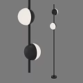 Modern Floor Lamp With Black And White Spherical Elements And Metal Support Pole 3d model