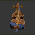 Orange Stringed Musical Instrument With Blue Hand Painted Artistic Supplies And Decorative Patterns