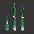 Cartoon Green Vegetable Characters With Expressive Faces And Different Emotions 3d model