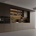 Modern Luxury Home Wine Cabinet With Warm LED Lights And Built In Kitchen Appliances