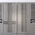 Wooden Wardrobe With Carved Details Drawers And Modern Open Shelves Design