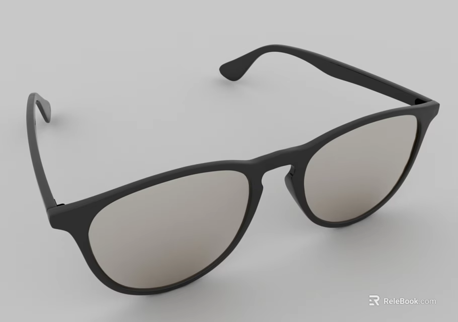 Sleek Modern Black Frame Sunglasses with Gray Lenses and Contemporary Design 3d model 