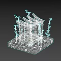 Ancient Architecture With Red Pillars Blue Multi tiered Roof Bamboo Plants And Stone Base